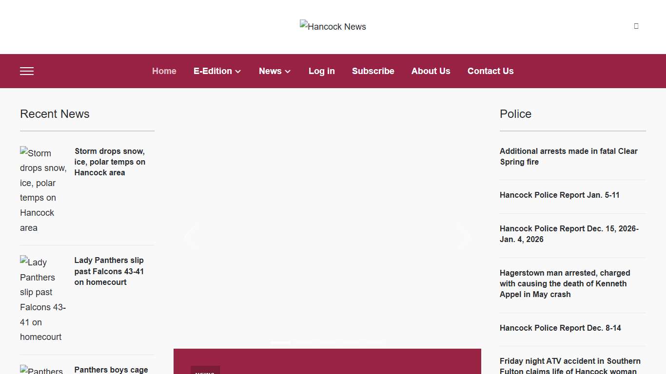 Hancock News - The Hancock News in Maryland is published every Wednesday, except the last week of the year.