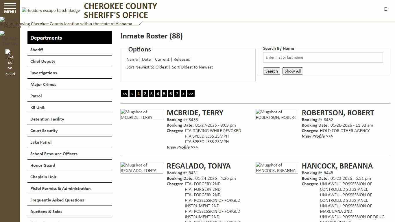 Inmate Roster - Current Inmates Booking Date Descending - Cherokee County Sheriff AL